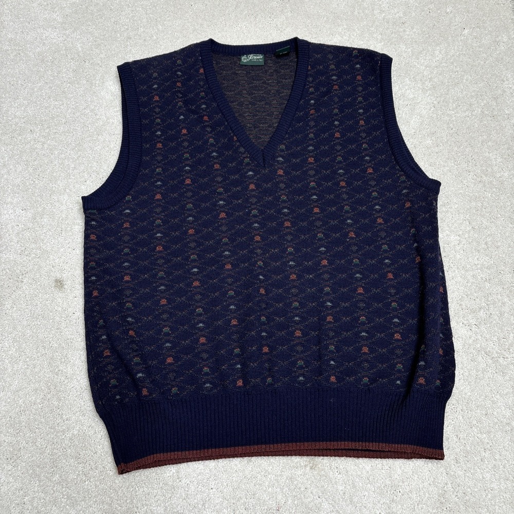 Maglificio Florence Sweater Vest Mens Medium Multicolor Merino Wool V-Neck Italy